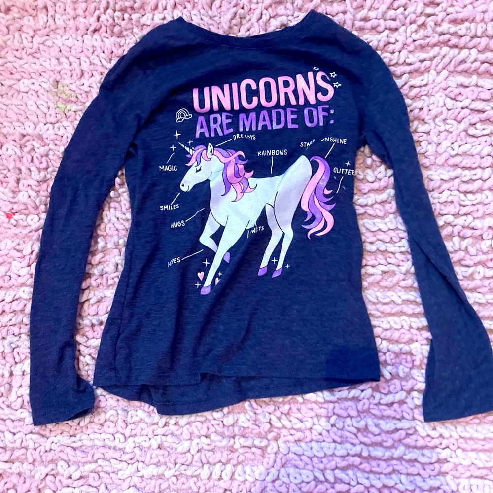 Children’s place black unicorn t-shirt M